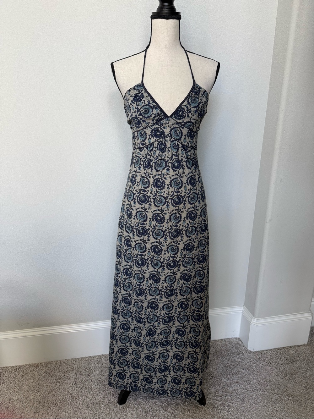 Mossimo Supply Co. Y2K Maxi Dress in Navy Floral Print